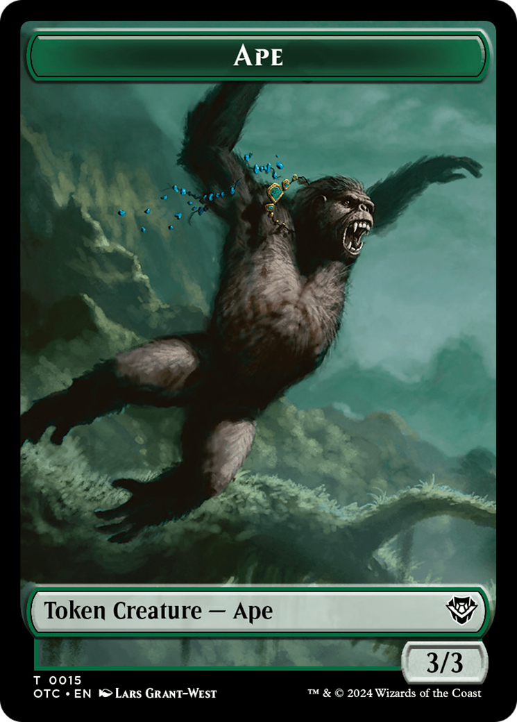 Ape // Shark Double-Sided Token [Outlaws of Thunder Junction Commander Tokens] | Exor Games Summserside