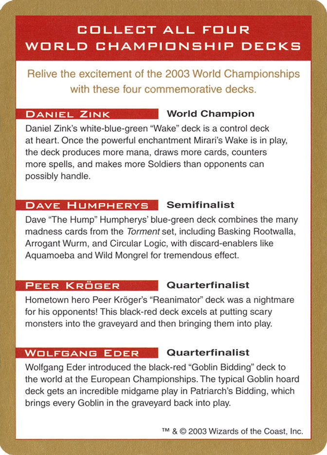 2003 World Championships Ad [World Championship Decks 2003] | Exor Games Summserside