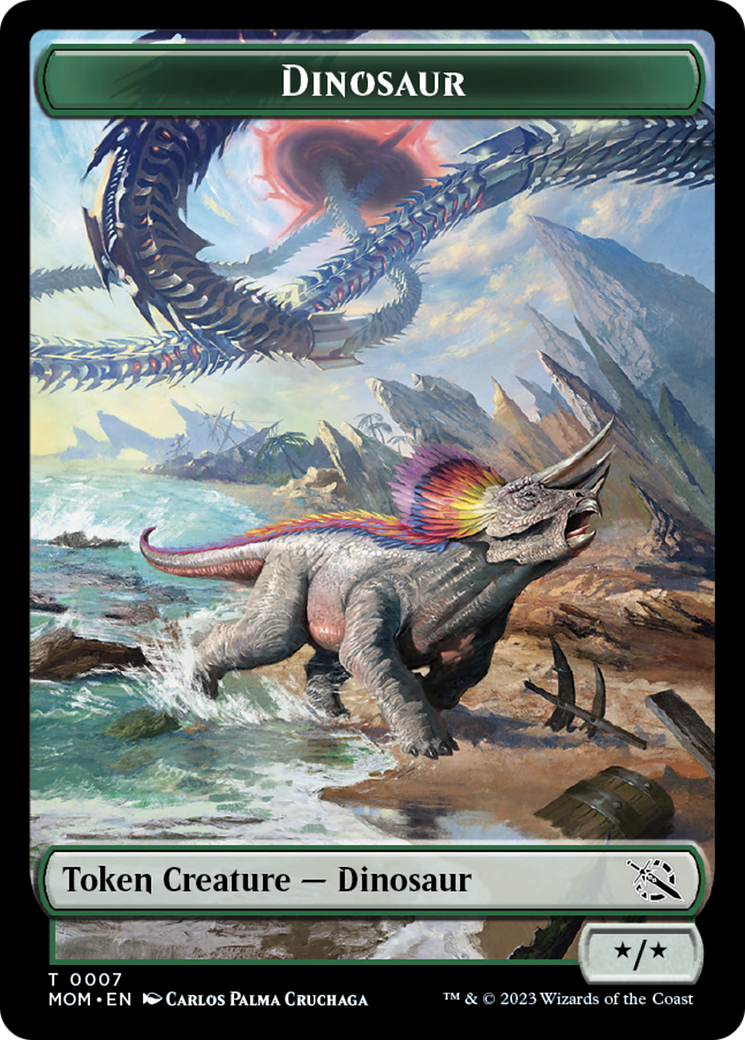 Warrior // Dinosaur Double-Sided Token [March of the Machine Tokens] | Exor Games Summserside