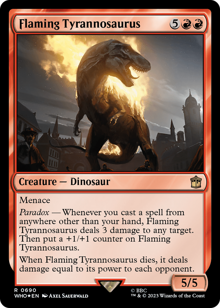 Flaming Tyrannosaurus (Surge Foil) [Doctor Who] | Exor Games Summserside