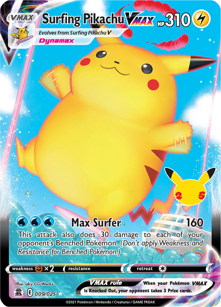 Surfing Pikachu VMAX (009/025) [Celebrations: 25th Anniversary] | Exor Games Summserside