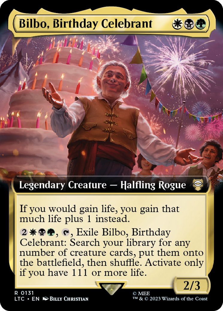 Bilbo, Birthday Celebrant (Extended Art) [The Lord of the Rings: Tales of Middle-Earth Commander] | Exor Games Summserside