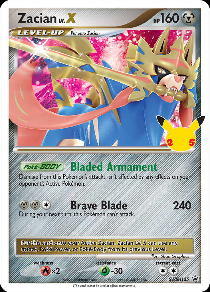 Zacian LV.X (SWSH135) (Celebrations) [Sword & Shield: Black Star Promos] | Exor Games Summserside