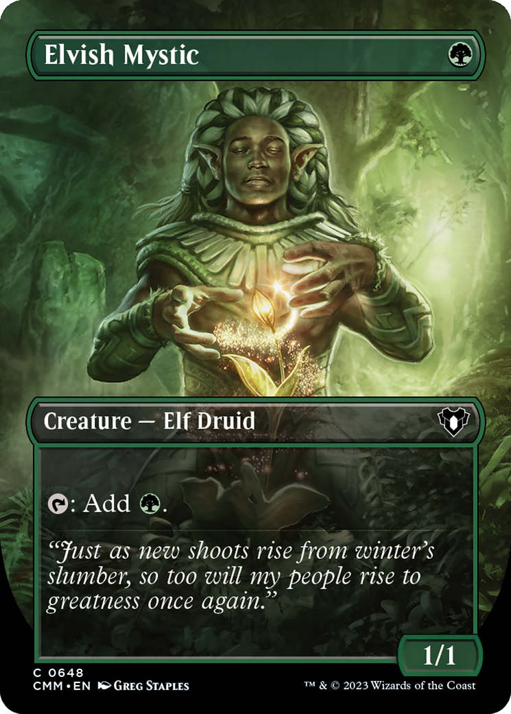 Elvish Mystic (Borderless Alternate Art) [Commander Masters] | Exor Games Summserside