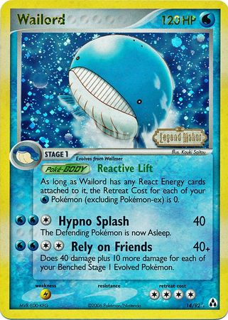 Wailord (14/92) (Stamped) [EX: Legend Maker] | Exor Games Summserside