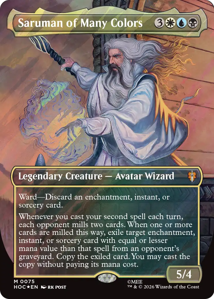 Saruman of Many Colors (Borderless) (Surge Foil) [The Hobbit: Eternal-Legal] | Exor Games Summserside