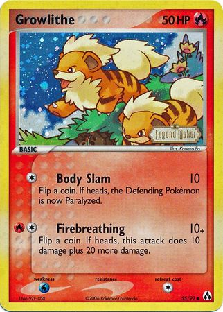 Growlithe (55/92) (Stamped) [EX: Legend Maker] | Exor Games Summserside