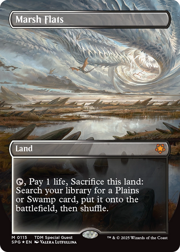 Marsh Flats (Borderless) (Dragonscale Foil) [Tarkir: Dragonstorm Special Guests] | Exor Games Summserside