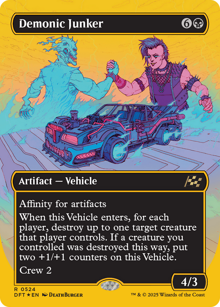 Demonic Junker (Borderless) (First-Place Foil) [Aetherdrift] | Exor Games Summserside
