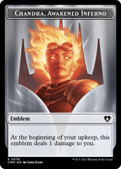 Chandra, Awakened Inferno Emblem // Wizard Double-Sided Token [Commander Masters Tokens] | Exor Games Summserside