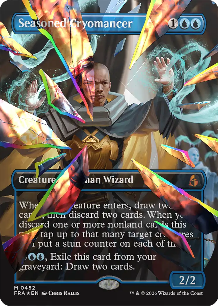 Seasoned Cryomancer (Borderless) (Facet Foil) (0452) [Reality Fracture] | Exor Games Summserside