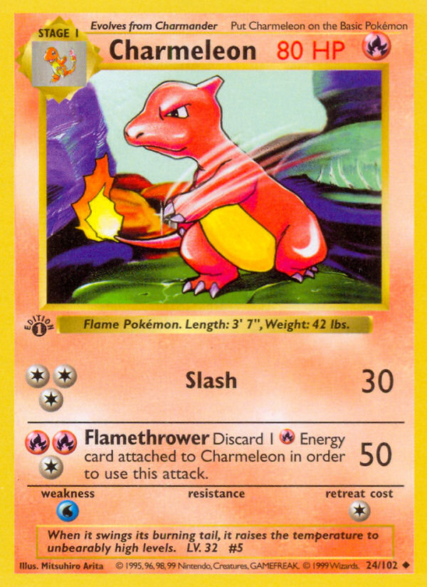 Charmeleon (24/102) (Shadowless) [Base Set 1st Edition] | Exor Games Summserside