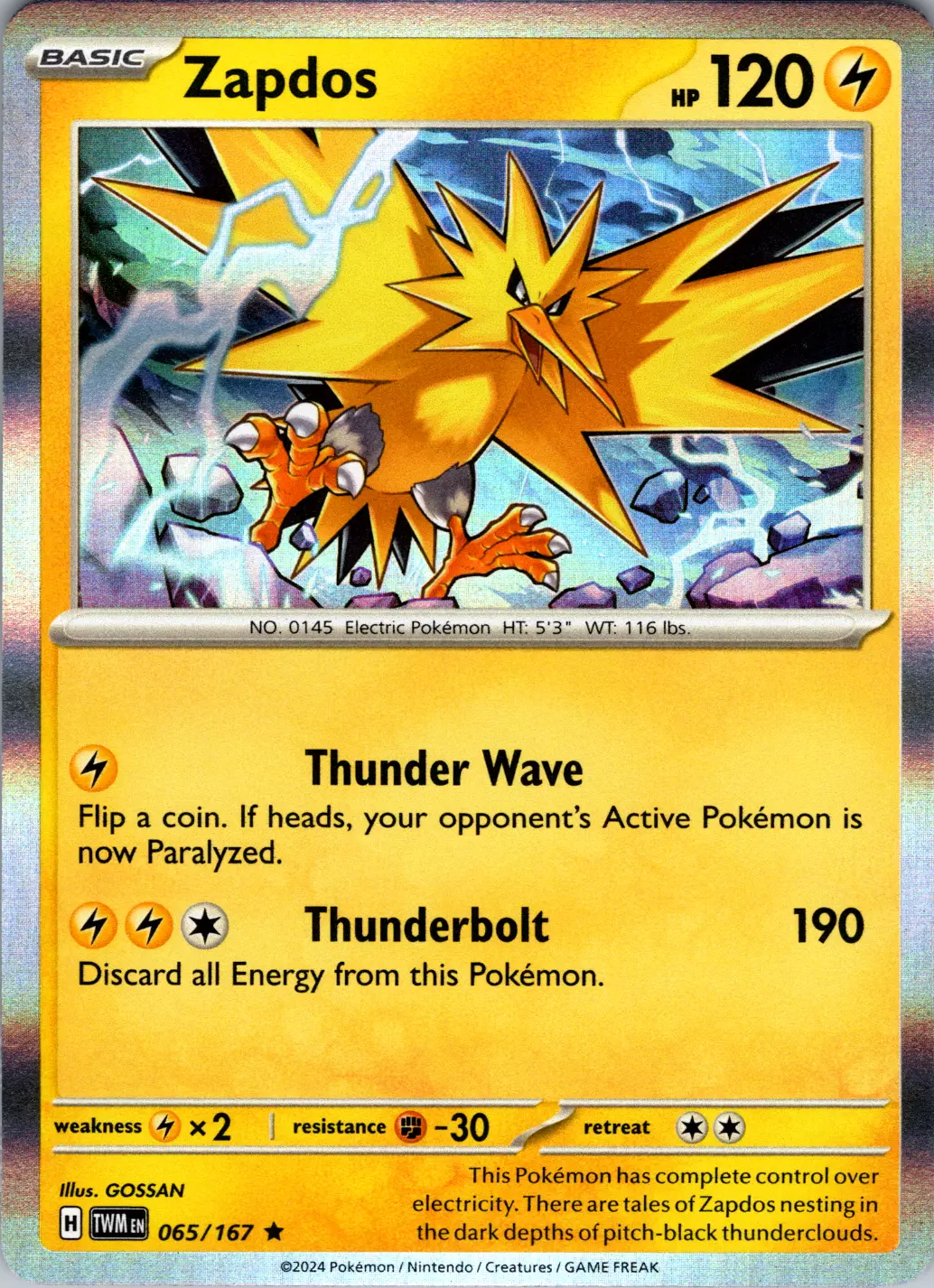 Zapdos (065/167) [Scarlet & Violet: Twilight Masquerade] | Exor Games Summserside