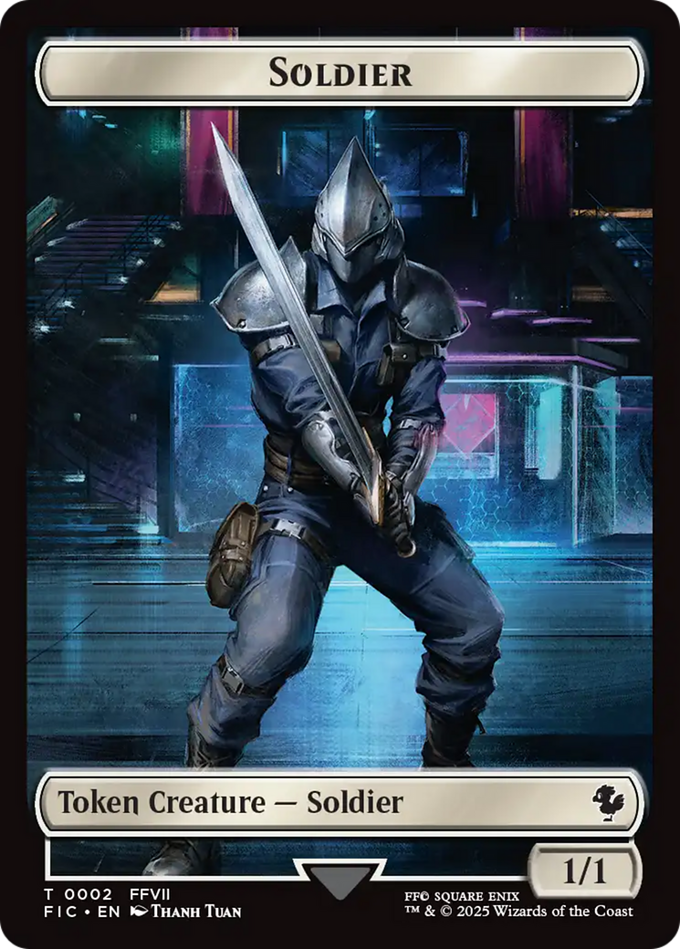 Soldier // Rebel Double-Sided Token (Surge Foil) [FINAL FANTASY Commander Tokens] | Exor Games Summserside