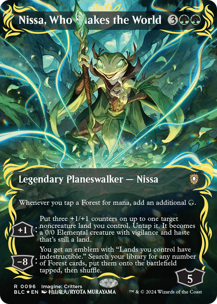 Nissa, Who Shakes the World (Borderless) (Raised Foil) [Bloomburrow Commander] | Exor Games Summserside