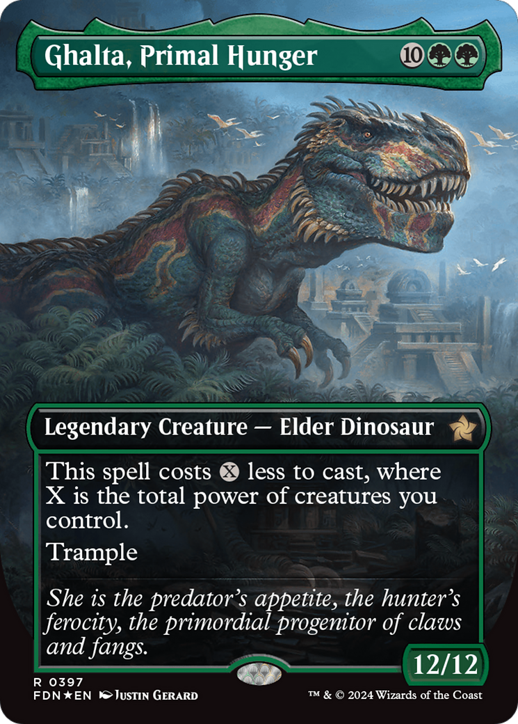 Ghalta, Primal Hunger (Borderless) (Mana Foil) [Foundations] | Exor Games Summserside