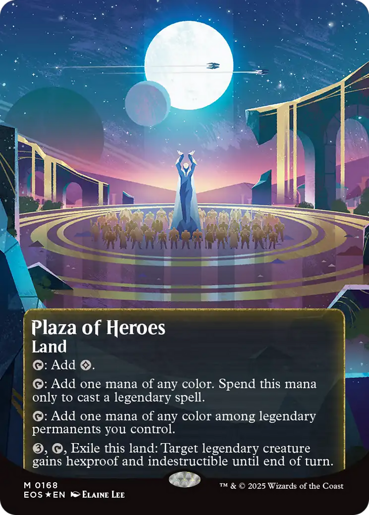 Plaza of Heroes (0168) (Borderless) (Galaxy Foil) [Edge of Eternities: Stellar Sights] | Exor Games Summserside