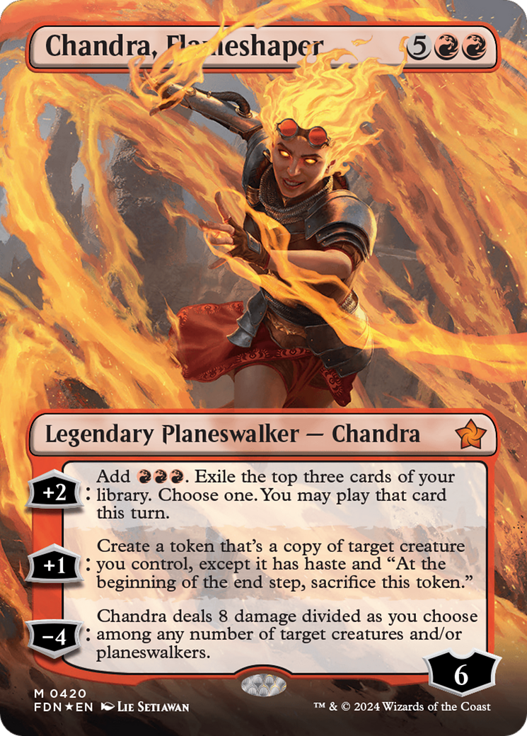 Chandra, Flameshaper (Borderless) (Mana Foil) [Foundations] | Exor Games Summserside