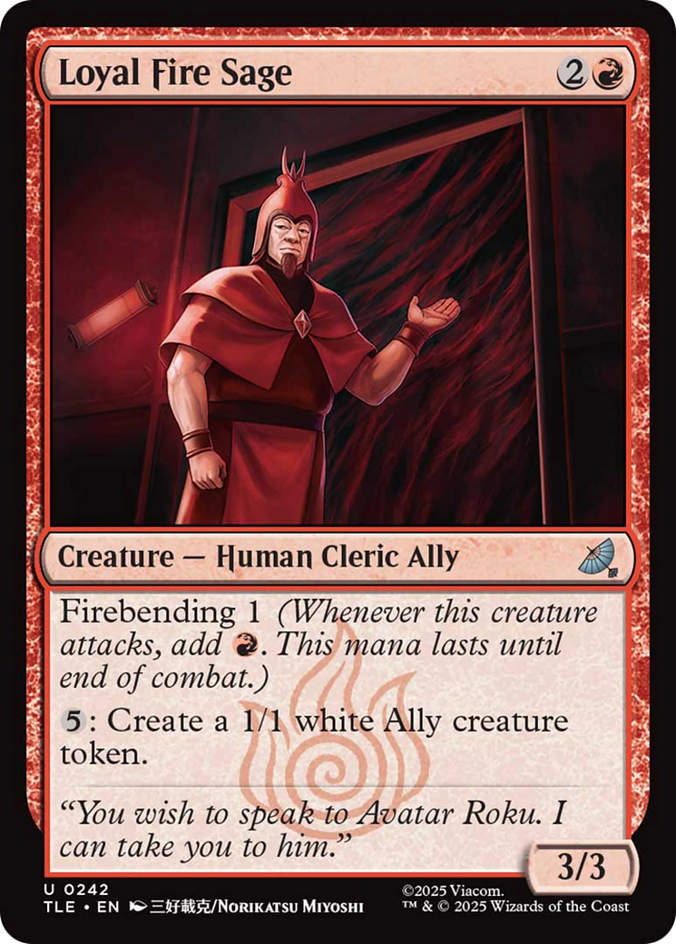 Loyal Fire Sage [Avatar: The Last Airbender: Eternal-Legal] | Exor Games Summserside