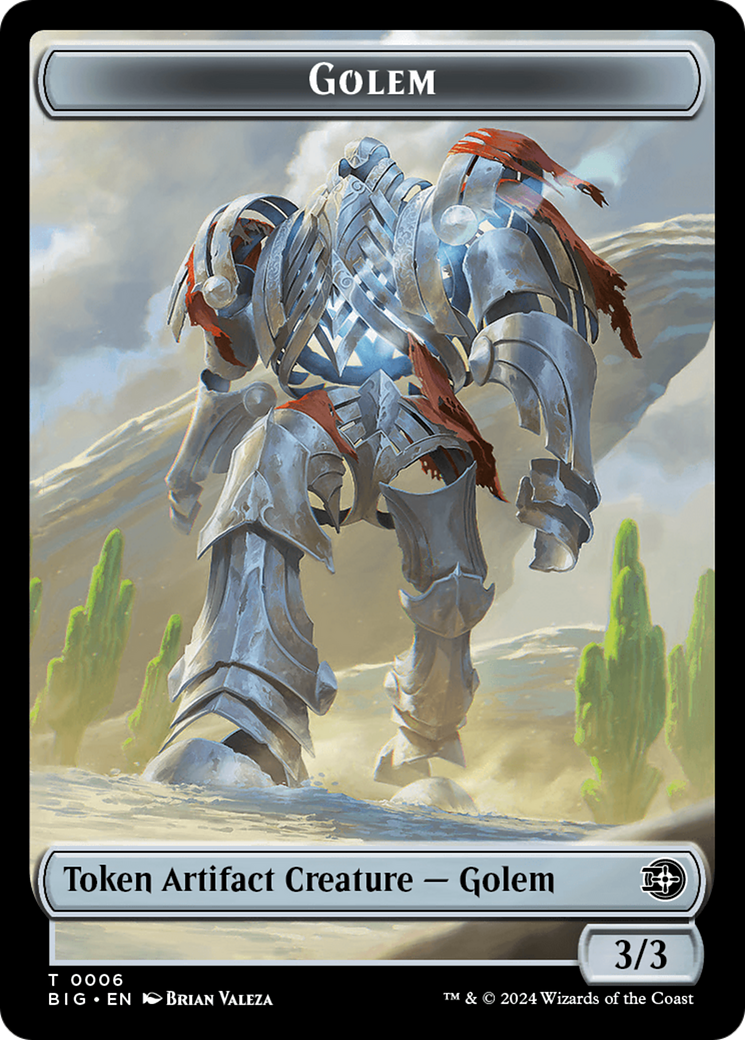 Treasure // Golem Double-Sided Token [Outlaws of Thunder Junction Tokens] | Exor Games Summserside