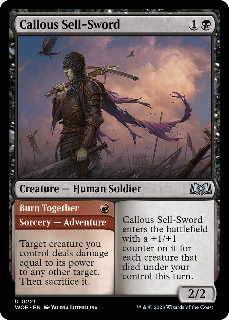 Callous Sell-Sword // Burn Together [Wilds of Eldraine] | Exor Games Summserside