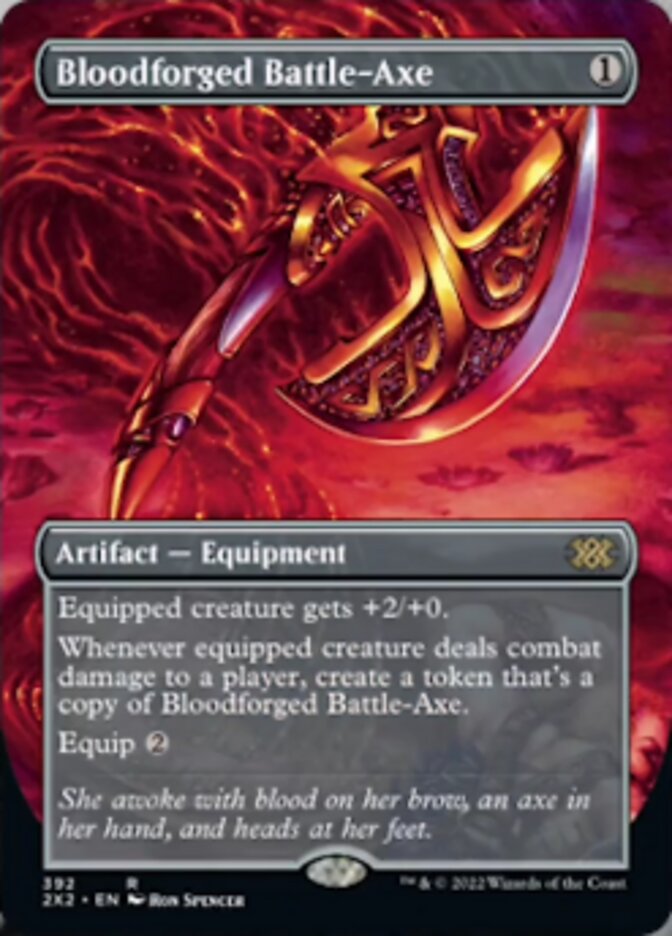Bloodforged Battle-Axe (Borderless Alternate Art) [Double Masters 2022] | Exor Games Summserside