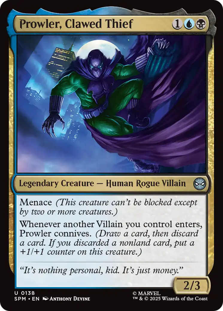 Prowler, Clawed Thief [Marvel's Spider-Man] | Exor Games Summserside