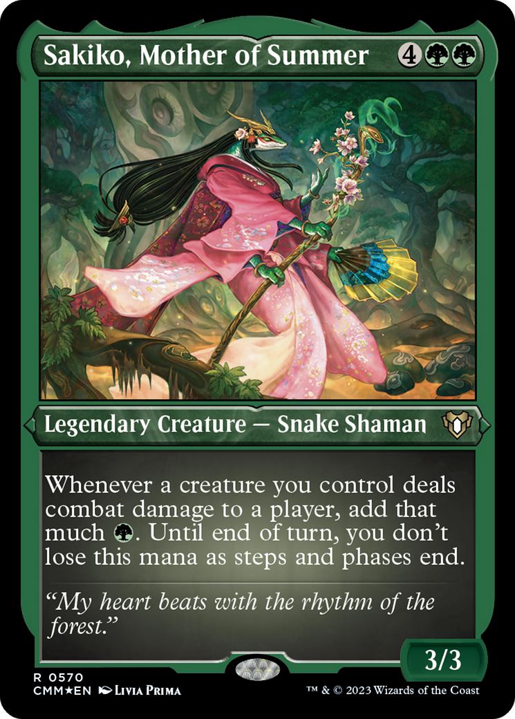 Sakiko, Mother of Summer (Foil Etched) [Commander Masters] | Exor Games Summserside