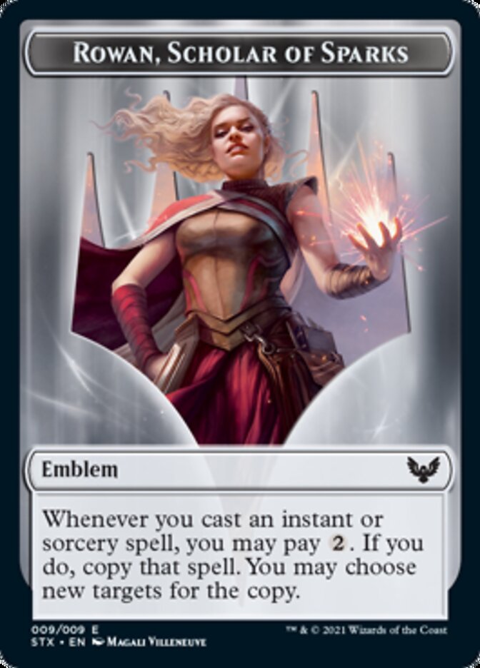 Fractal // Rowan, Scholar of Sparks Emblem Double-Sided Token [Strixhaven: School of Mages Tokens] | Exor Games Summserside