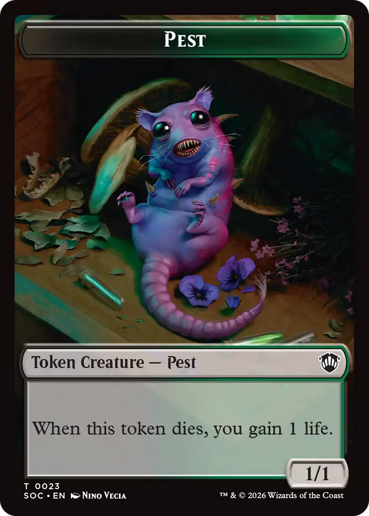Saproling // Pest (0023) Double-Sided Token [Secrets of Strixhaven Commander Tokens] | Exor Games Summserside
