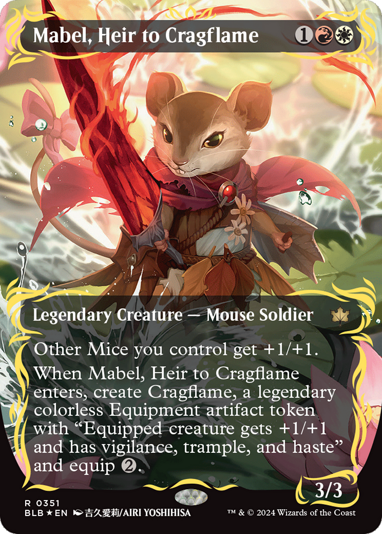 Mabel, Heir to Cragflame (Borderless) (Raised Foil) [Bloomburrow] | Exor Games Summserside