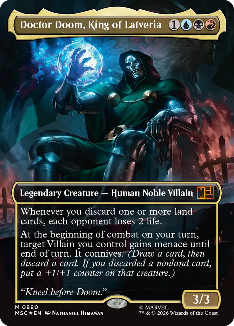 Doctor Doom, King of Latveria (Borderless) (Surge Foil) [Marvel Super Heroes Commander] | Exor Games Summserside