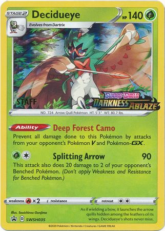 Decidueye (SWSH035) (Staff Prerelease Promo) [Sword & Shield: Black Star Promos] | Exor Games Summserside