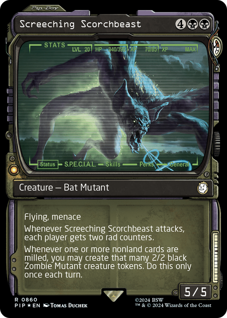 Screeching Scorchbeast (Showcase) (Surge Foil) [Fallout] | Exor Games Summserside