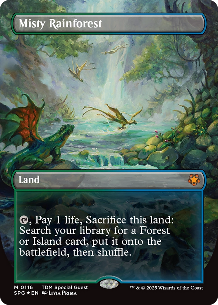 Misty Rainforest (Borderless) (Dragonscale Foil) [Tarkir: Dragonstorm Special Guests] | Exor Games Summserside