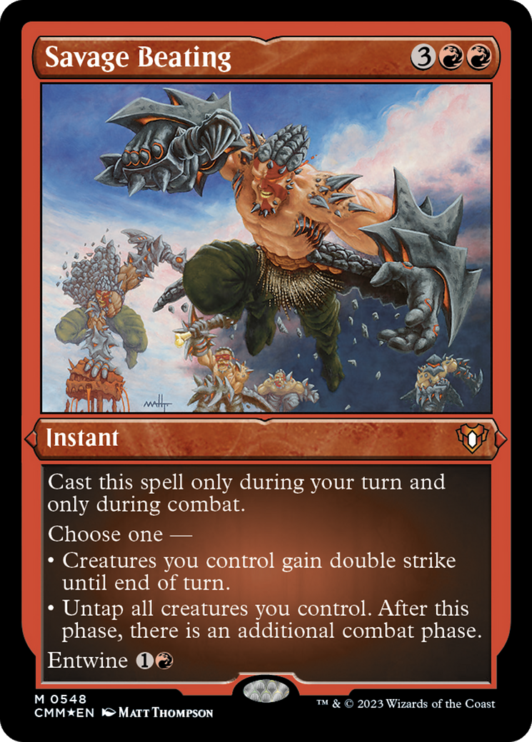 Savage Beating (Foil Etched) [Commander Masters] | Exor Games Summserside