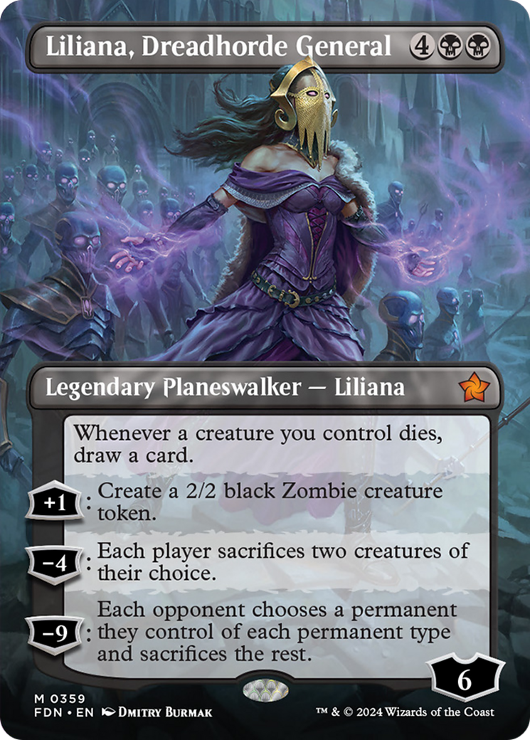 Liliana, Dreadhorde General (Borderless) [Foundations] | Exor Games Summserside