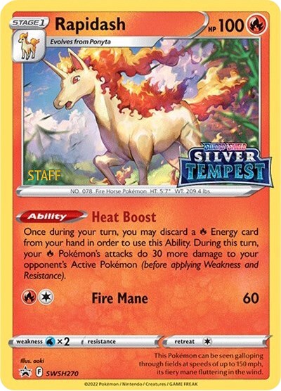 Rapidash (SWSH270) (Prerelease) (Staff) [Sword & Shield: Black Star Promos] | Exor Games Summserside