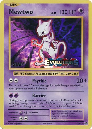 Mewtwo (51/108) (XY Evolutions Staff Prerelease) [XY: Black Star Promos] | Exor Games Summserside