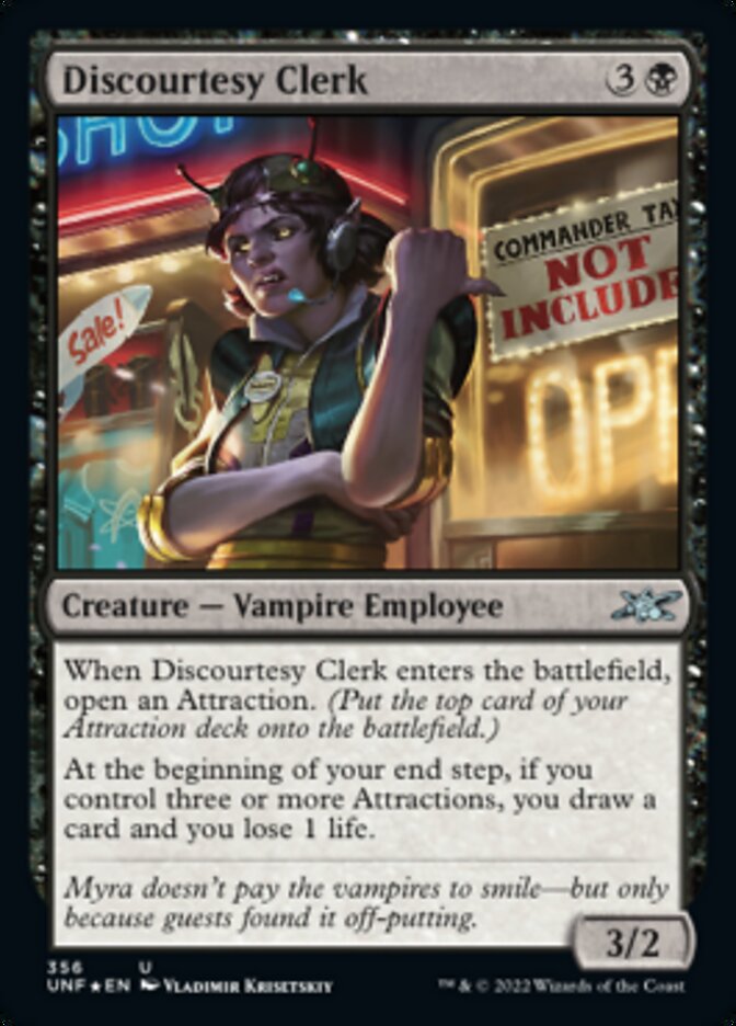 Discourtesy Clerk (Galaxy Foil) [Unfinity] | Exor Games Summserside
