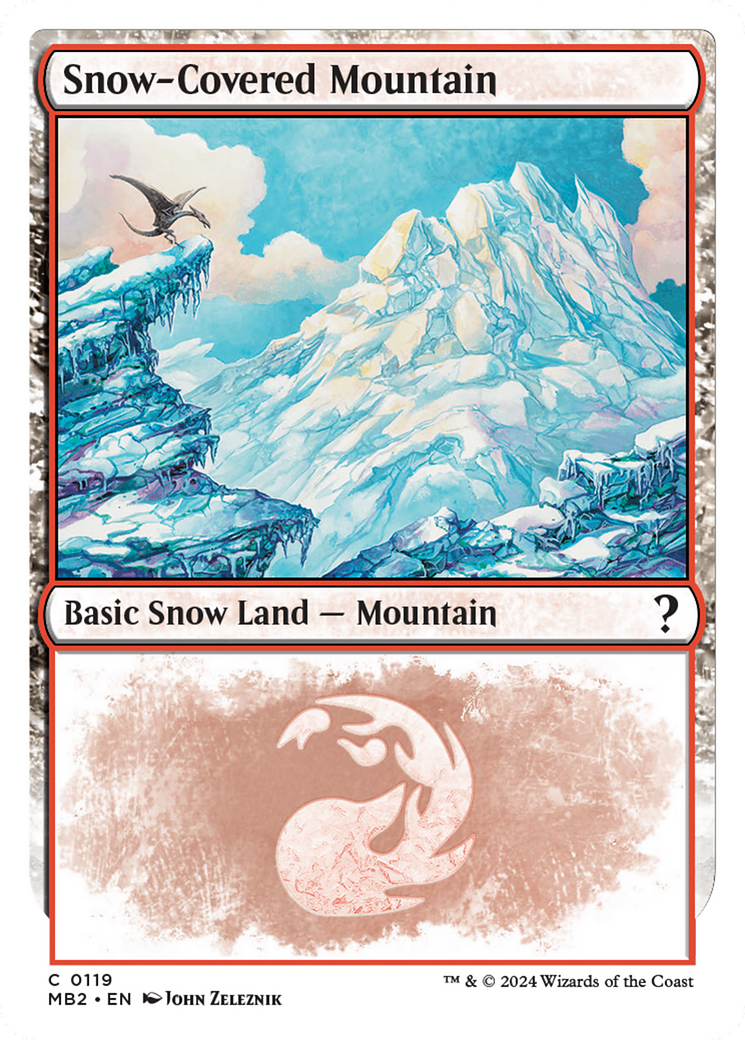 Snow-Covered Mountain (White Border) [Mystery Booster 2] | Exor Games Summserside