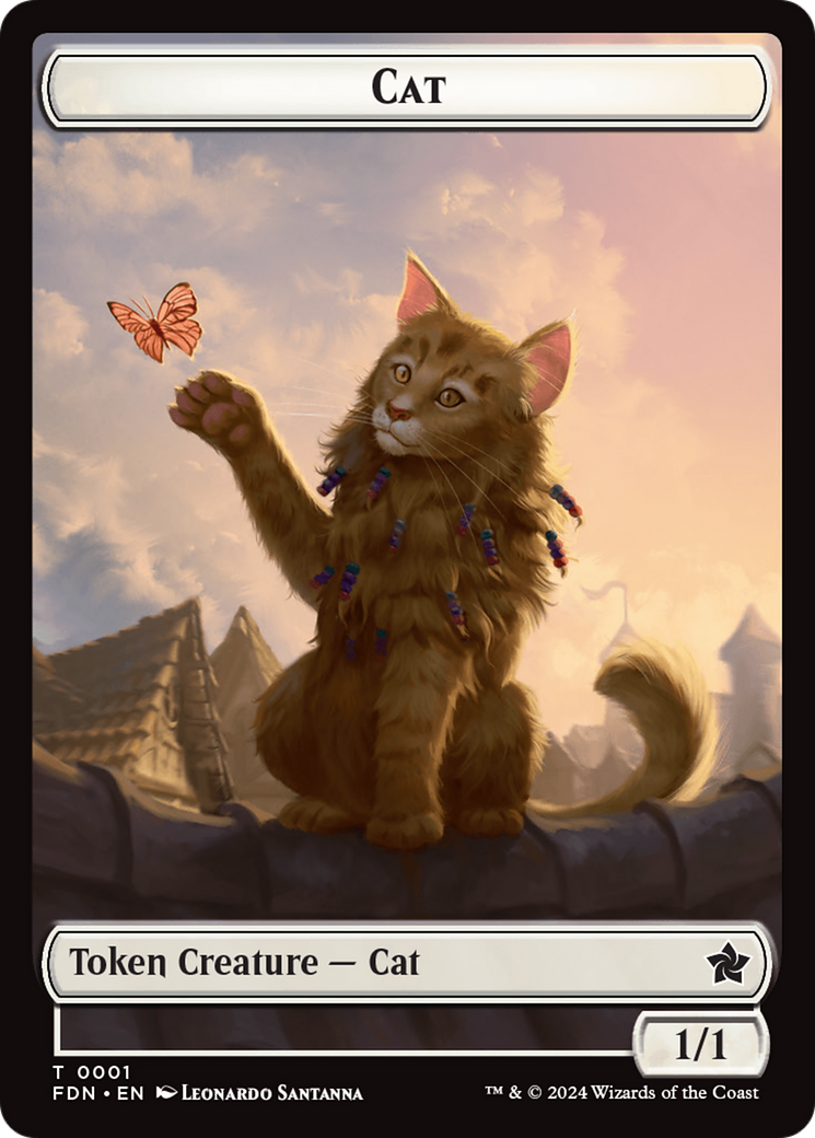 Elf Warrior // Cat (001) Doubled-Sided Token [Foundations Tokens] | Exor Games Summserside