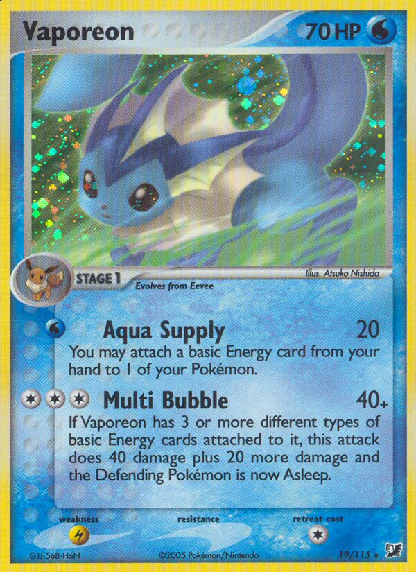 Vaporeon (19/115) [EX: Unseen Forces] | Exor Games Summserside