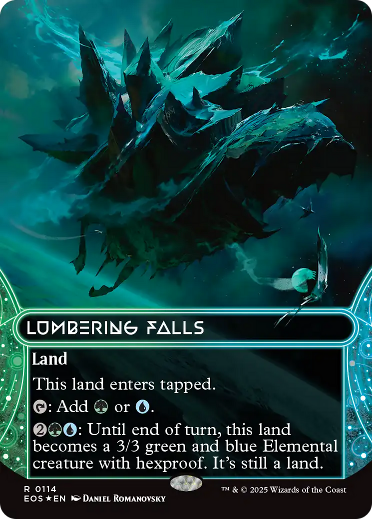 Lumbering Falls (0114) (Borderless) (Galaxy Foil) [Edge of Eternities: Stellar Sights] | Exor Games Summserside