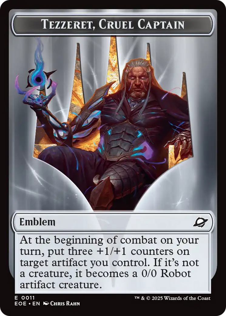 Robot // Emblem - Tezzeret, Cruel Captain Double-Sided Token [Edge of Eternities Tokens] | Exor Games Summserside