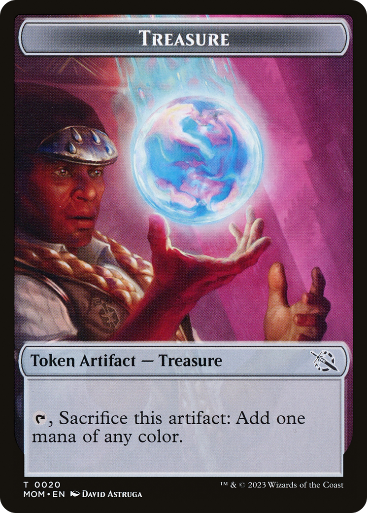 Treasure (20) // Teferi Akosa of Zhalfir Emblem Double-Sided Token [March of the Machine Tokens] | Exor Games Summserside