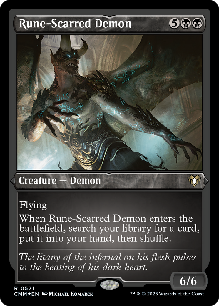 Rune-Scarred Demon (Foil Etched) [Commander Masters] | Exor Games Summserside