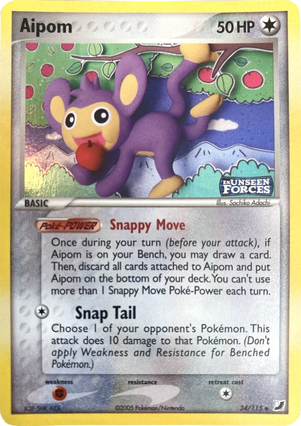 Aipom (34/115) (Stamped) [EX: Unseen Forces] | Exor Games Summserside