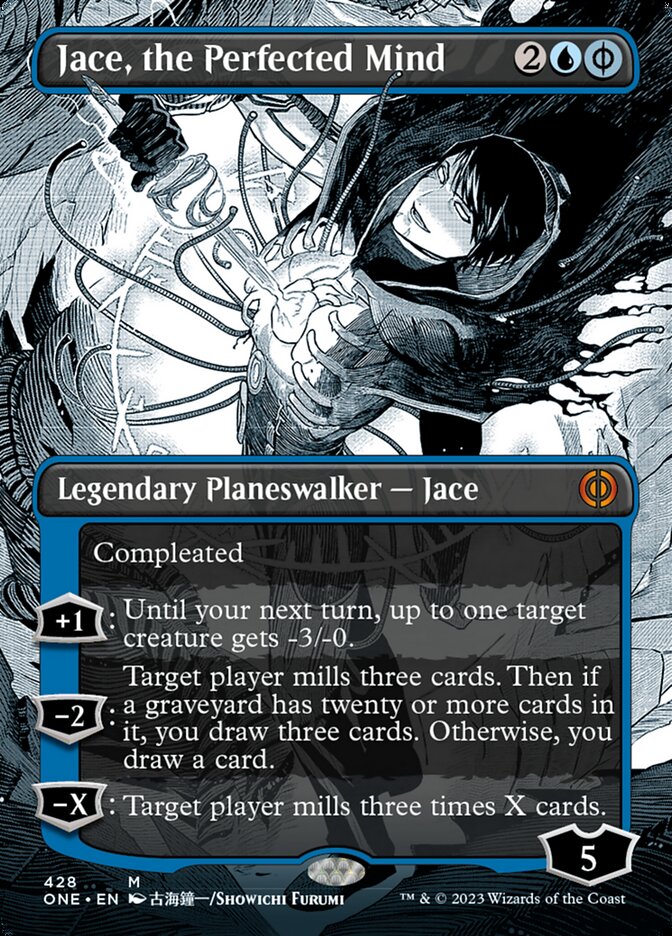 Jace, the Perfected Mind (Borderless Manga Step-and-Compleat Foil) [Phyrexia: All Will Be One] | Exor Games Summserside