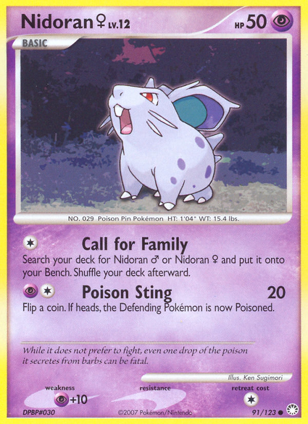 Nidoran (91/123) (Female) [Diamond & Pearl: Mysterious Treasures] | Exor Games Summserside